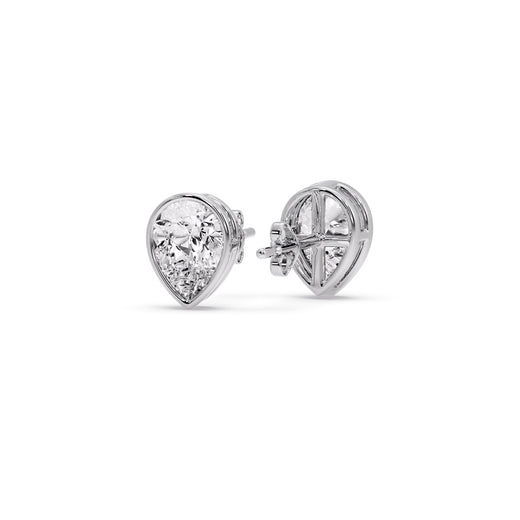 Half Carat Diamond Pear Drop Stud Bezel Earring