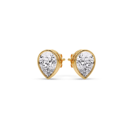 Half Carat Diamond Pear Drop Stud Bezel Earring