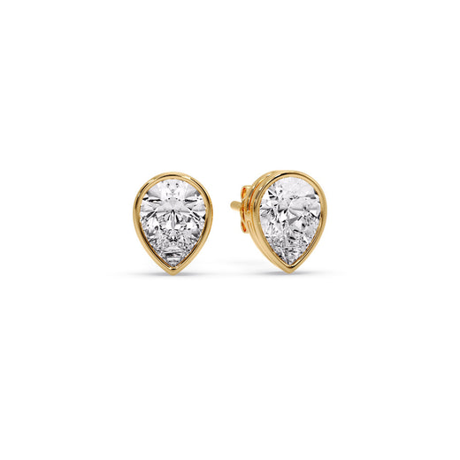 Half Carat Diamond Pear Drop Stud Bezel Earring