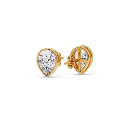 Half Carat Diamond Pear Drop Stud Bezel Earring