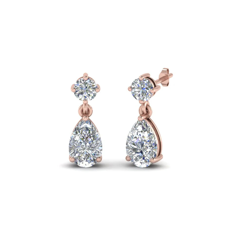 diamond pear drop stud earrings in RG