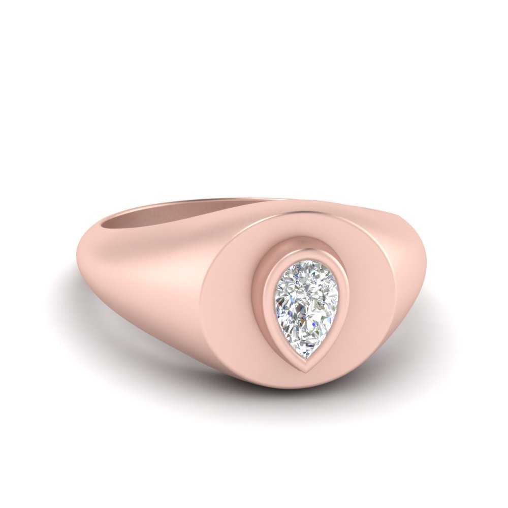 Diamond Pear Shape Signet Ring
