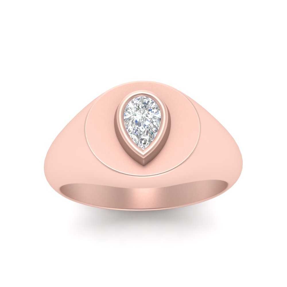 Diamond Pear Shape Signet Ring