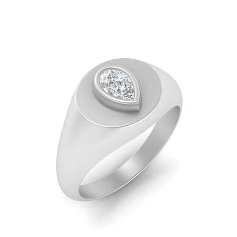 Diamond Pear Shape Signet Ring