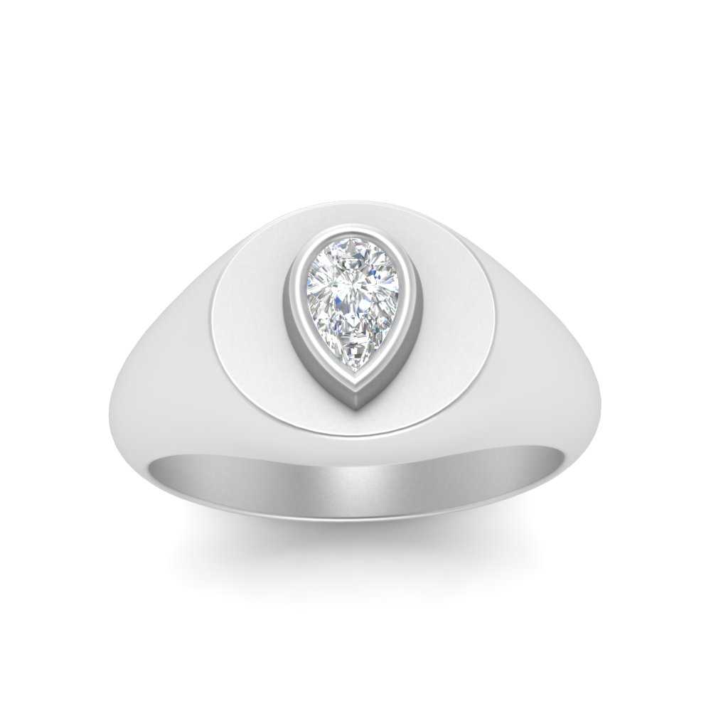 Diamond Pear Shape Signet Ring