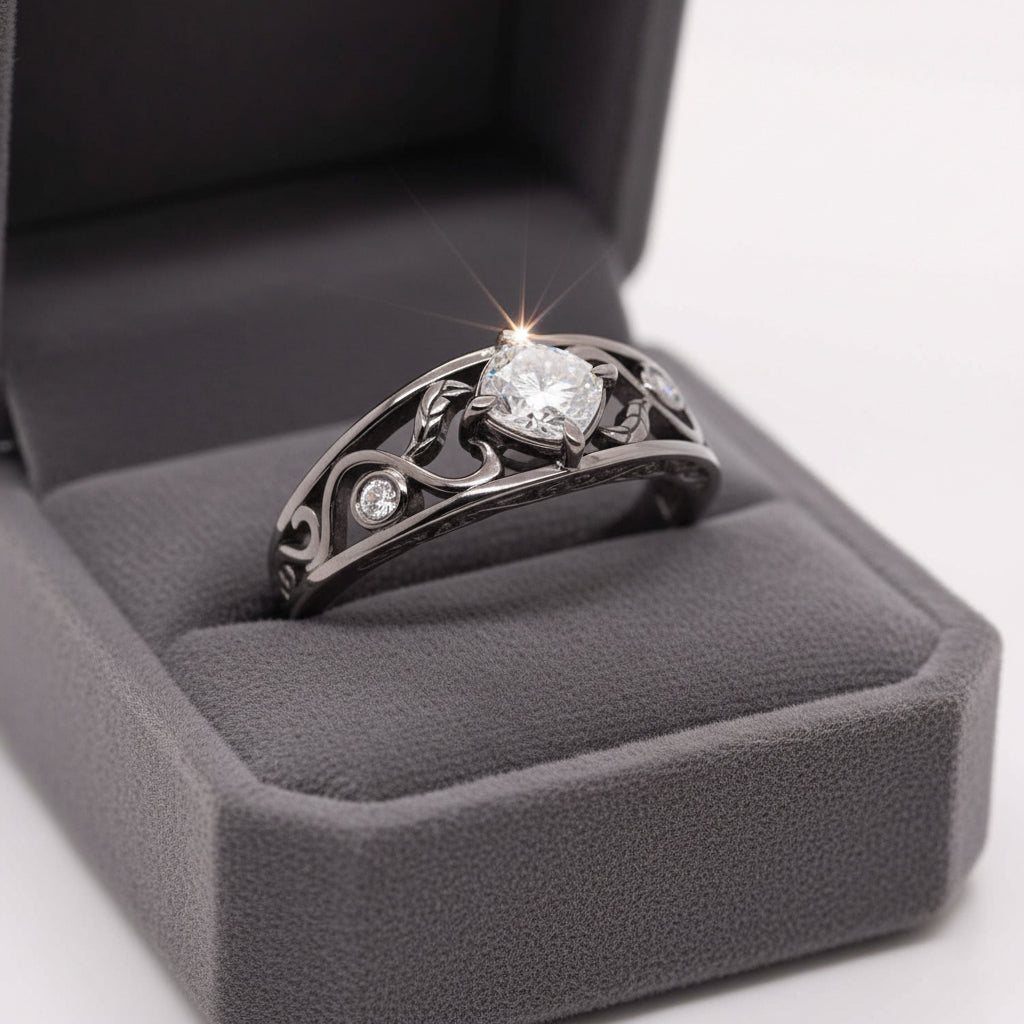 diamond ring in black gold