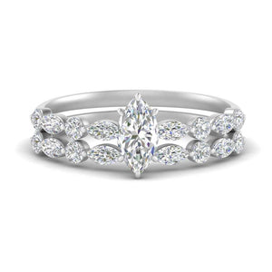 Round And Marquise Diamond Marquise Cut Bridal Set