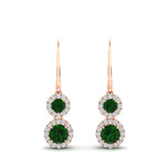 Load image into Gallery viewer, double-drop-lever-back-round-diamond-halo-earrings-with-emerald-in-rose-gold-FDEAR11226GEMGR-NL-RG.jpg
