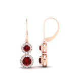 Load image into Gallery viewer, double-drop-lever-back-round-diamond-halo-earrings-with-ruby-in-rose-gold-FDEAR11226GRUDR-NL-RG.jpg
