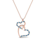 Load image into Gallery viewer, double-heart-diamond-pendant-with-blue-topaz-in-FDPD9270GICBLTO-NL-RG
