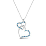 Load image into Gallery viewer, double-heart-diamond-pendant-with-blue-topaz-in-FDPD9270GICBLTO-NL-WG
