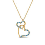 Load image into Gallery viewer, double-heart-diamond-pendant-with-blue-topaz-in-FDPD9270GICBLTO-NL-YG
