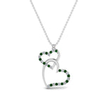 Load image into Gallery viewer, double-heart-diamond-pendant-with-emerald-in-FDPD9270GEMGR-NL-WG
