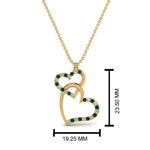 Load image into Gallery viewer, double-heart-diamond-pendant-with-emerald-in-FDPD9270GEMGR-NL-YG
