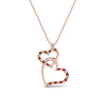 Load image into Gallery viewer, double-heart-diamond-pendant-with-orange-sapphire-in-FDPD9270GSAOR-NL-RG
