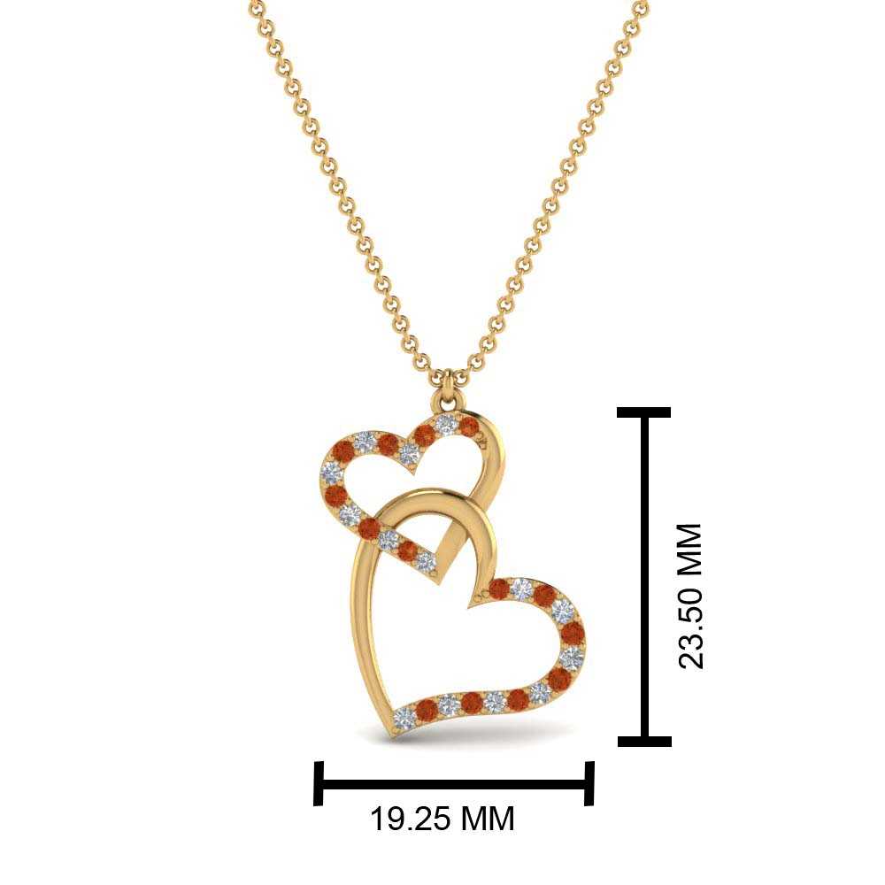 double-heart-diamond-pendant-with-orange-sapphire-in-FDPD9270GSAOR-NL-YG