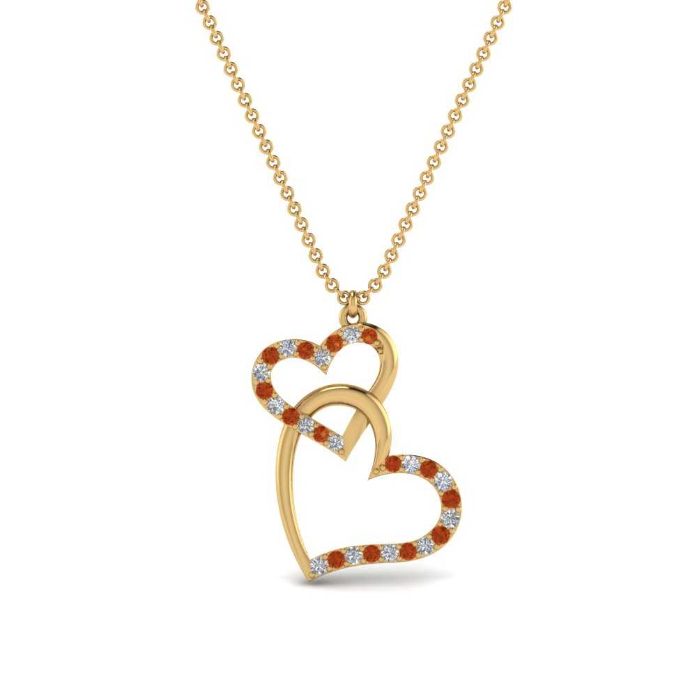 double-heart-diamond-pendant-with-orange-sapphire-in-FDPD9270GSAOR-NL-YG
