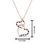Load image into Gallery viewer, Double+Heart+Diamond+Pendant+With+Pink+Sapphire+In+14k+Rose+Gold-FDHPD328-RG
