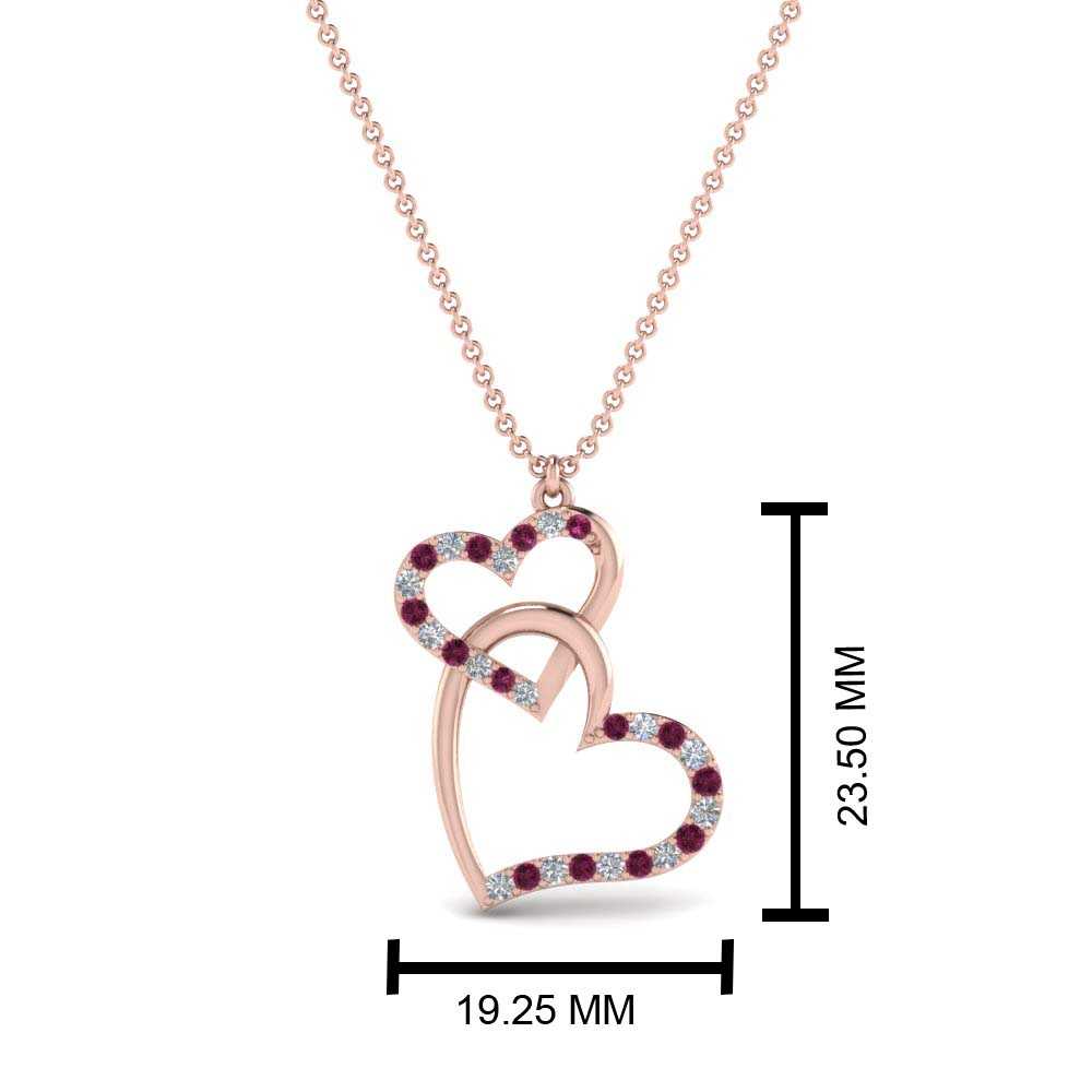 Double+Heart+Diamond+Pendant+With+Pink+Sapphire+In+14k+Rose+Gold-FDHPD328-RG