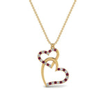 Load image into Gallery viewer, double-heart-diamond-pendant-with-pink-sapphire-in-FDPD9270GSADRPI-NL-YG
