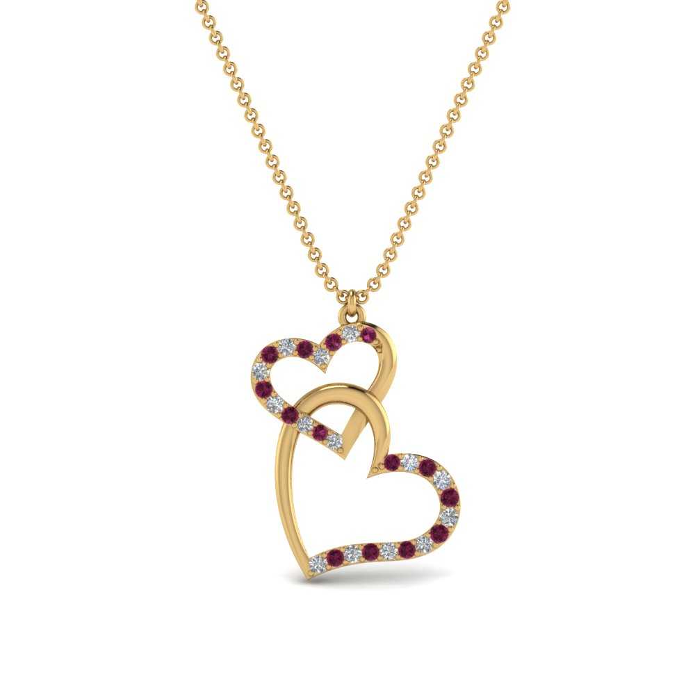 double-heart-diamond-pendant-with-pink-sapphire-in-FDPD9270GSADRPI-NL-YG
