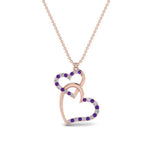 Load image into Gallery viewer, double-heart-diamond-pendant-with-purple-topaz-in-FDPD9270GVITO-NL-RG
