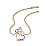 Load image into Gallery viewer, double-heart-diamond-pendant-with-purple-topaz-in-FDPD9270GVITO-NL-YG
