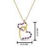 Load image into Gallery viewer, double-heart-diamond-pendant-with-purple-topaz-in-FDPD9270GVITO-NL-YG