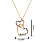 Load image into Gallery viewer, double-heart-diamond-pendant-with-purple-topaz-in-FDPD9270GVITO-NL-YG
