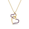 Load image into Gallery viewer, double-heart-diamond-pendant-with-purple-topaz-in-FDPD9270GVITO-NL-YG