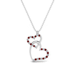 Load image into Gallery viewer, double-heart-diamond-pendant-with-ruby-in-FDPD9270GRUDR-NL-WG
