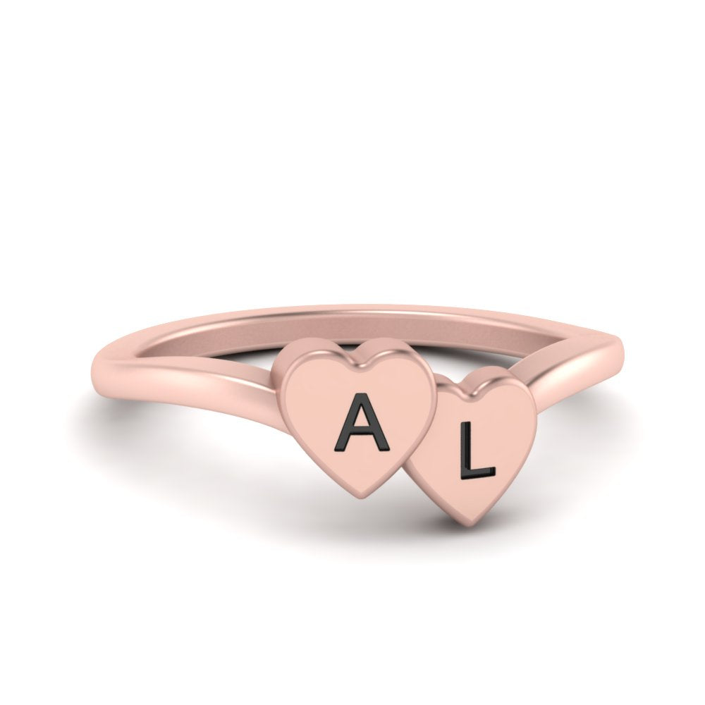 Double Heart Initial Ring – Fascinating Diamonds
