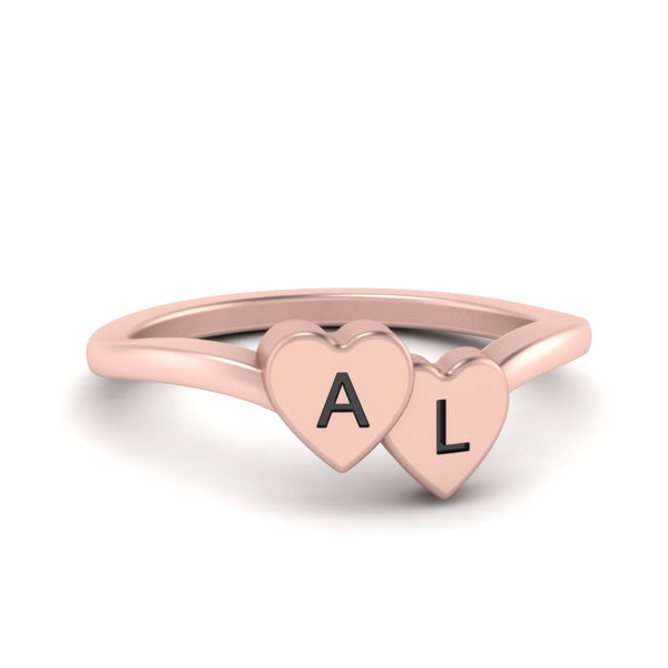 Double Heart Initial Ring – Fascinating Diamonds