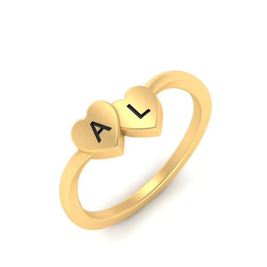 Double Heart Initial Ring – Fascinating Diamonds