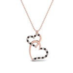 Load image into Gallery viewer, double-heart-pendant-with-black-diamond-in-FDPD9270GBLACK-NL-RG
