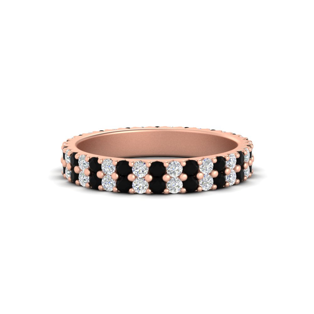 double-row-diamond-eternity-ring-1-ct-with-black-diamond-in-rose-gold-FD11378BGBLACK-1.00CT-NL-RG