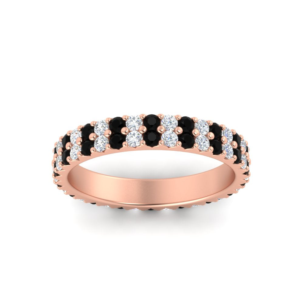 double-row-diamond-eternity-ring-1-ct-with-black-diamond-in-rose-gold-FD11378BGBLACK-1.00CT-NL-RG