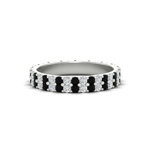 double-row-diamond-eternity-ring-1-ct-with-black-diamond-in-white-gold-FD11378BGBLACK-1.00CT-NL-WG