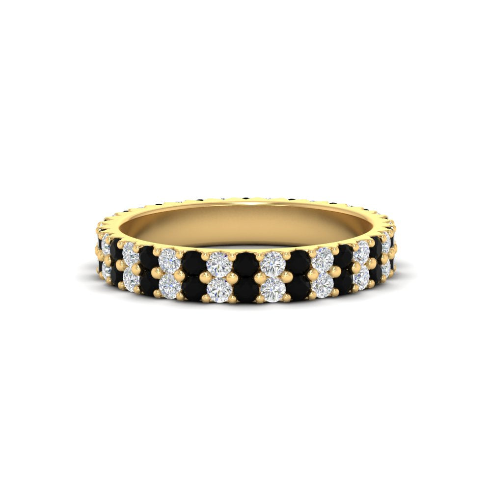 double-row-diamond-eternity-ring-1-ct-with-black-diamond-in-yellow-gold-FD11378BGBLACK-1.00CT-NL-YG