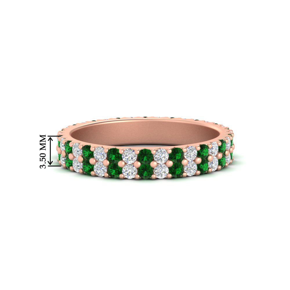 double-row-diamond-eternity-ring-1-ct-with-emerald-in-rose-gold-FD11378BGEMGR-1.00CT-NL-RG