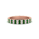 Load image into Gallery viewer, double-row-diamond-eternity-ring-1-ct-with-emerald-in-rose-gold-FD11378BGEMGR-1.00CT-NL-RG
