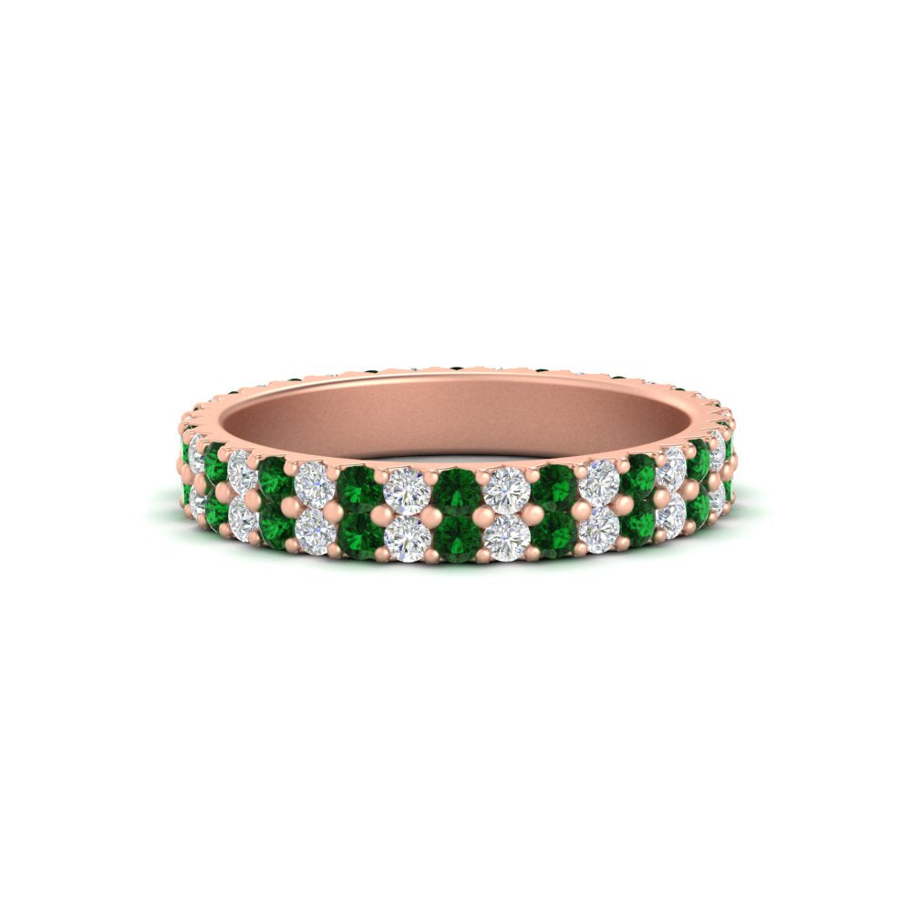 double-row-diamond-eternity-ring-1-ct-with-emerald-in-rose-gold-FD11378BGEMGR-1.00CT-NL-RG