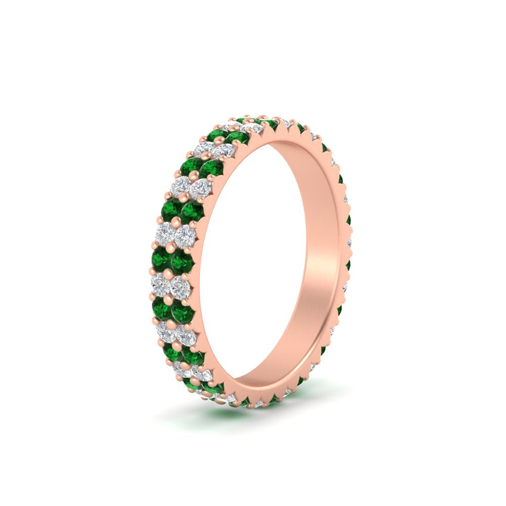 double-row-diamond-eternity-ring-1-ct-with-emerald-in-rose-gold-FD11378BGEMGR-1.00CT-NL-RG