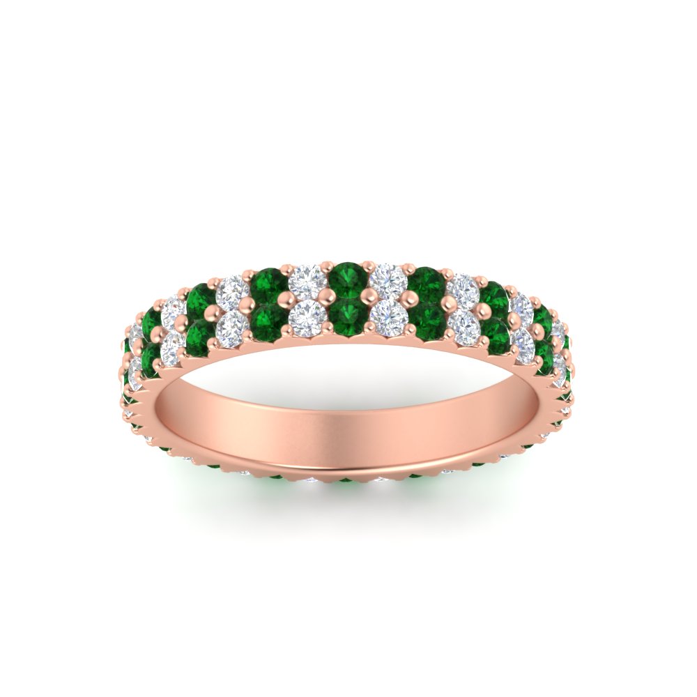 double-row-diamond-eternity-ring-1-ct-with-emerald-in-rose-gold-FD11378BGEMGR-1.00CT-NL-RG