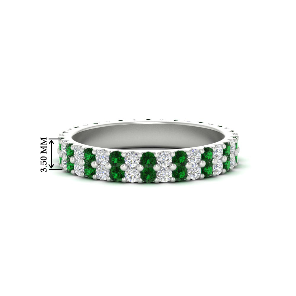 double-row-diamond-eternity-ring-1-ct-with-emerald-in-white-gold-FD11378BGEMGR-1.00CT-NL-WG