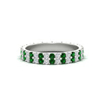 Load image into Gallery viewer, double-row-diamond-eternity-ring-1-ct-with-emerald-in-white-gold-FD11378BGEMGR-1.00CT-NL-WG
