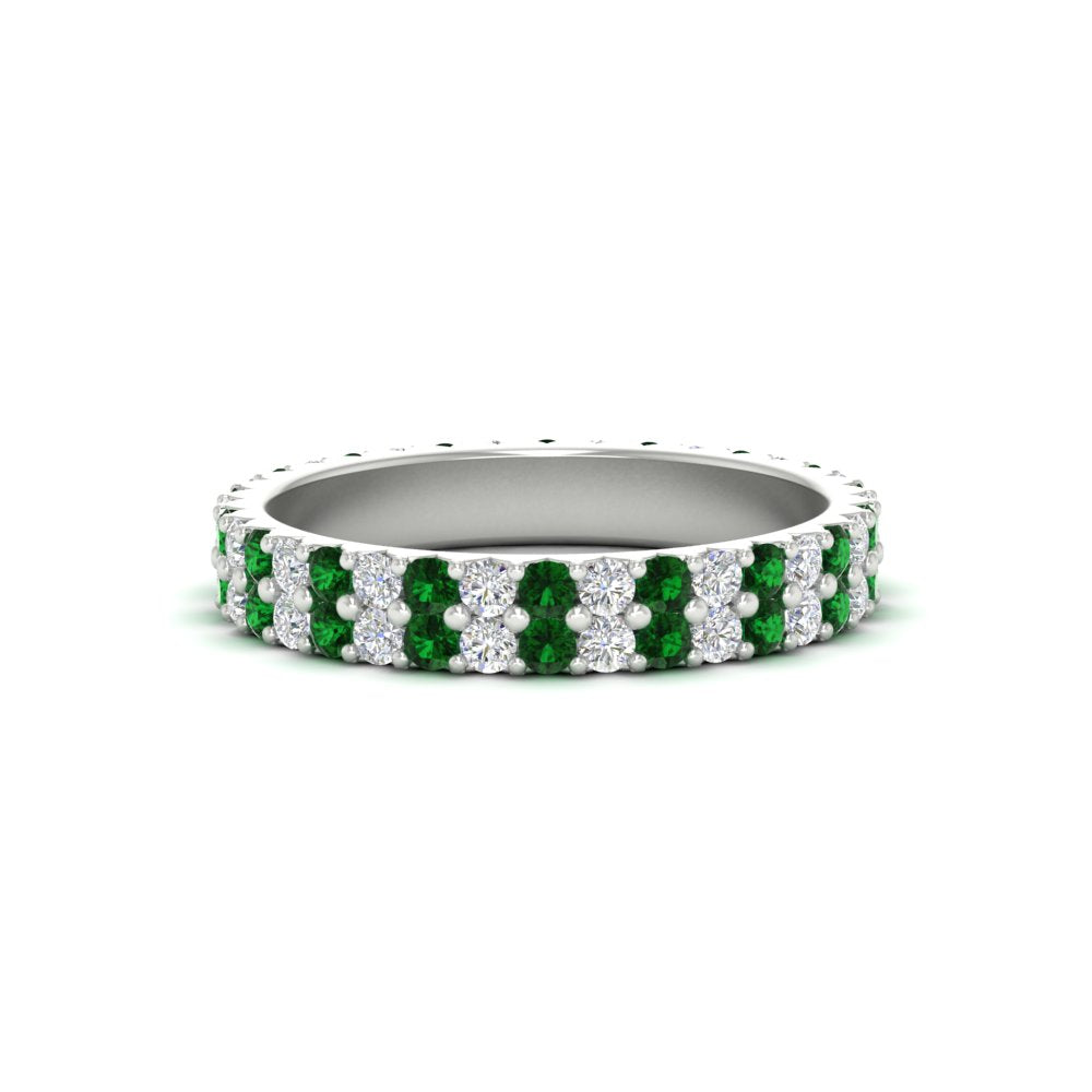 double-row-diamond-eternity-ring-1-ct-with-emerald-in-white-gold-FD11378BGEMGR-1.00CT-NL-WG