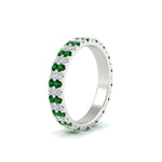 Load image into Gallery viewer, double-row-diamond-eternity-ring-1-ct-with-emerald-in-white-gold-FD11378BGEMGR-1.00CT-NL-WG

