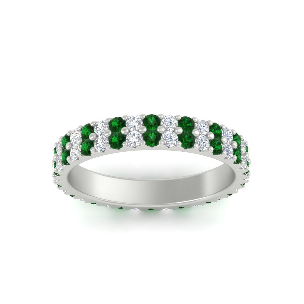 double-row-diamond-eternity-ring-1-ct-with-emerald-in-white-gold-FD11378BGEMGR-1.00CT-NL-WG