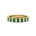 Load image into Gallery viewer, double-row-diamond-eternity-ring-1-ct-with-emerald-in-yellow-gold-FD11378BGEMGR-1.00CT-NL-YG
